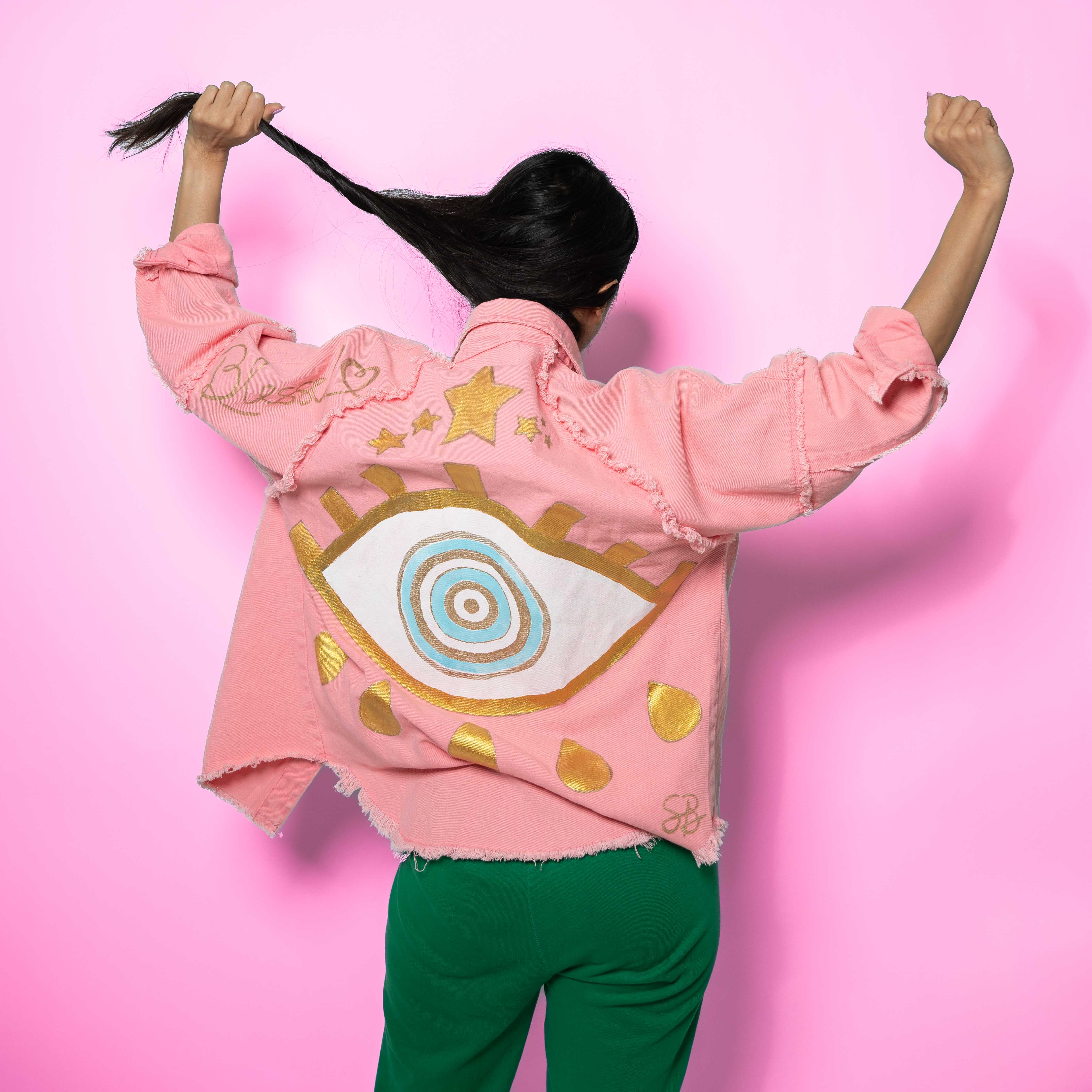 Sadhana Bruçó Pink Jacket Evil Eyes Gold