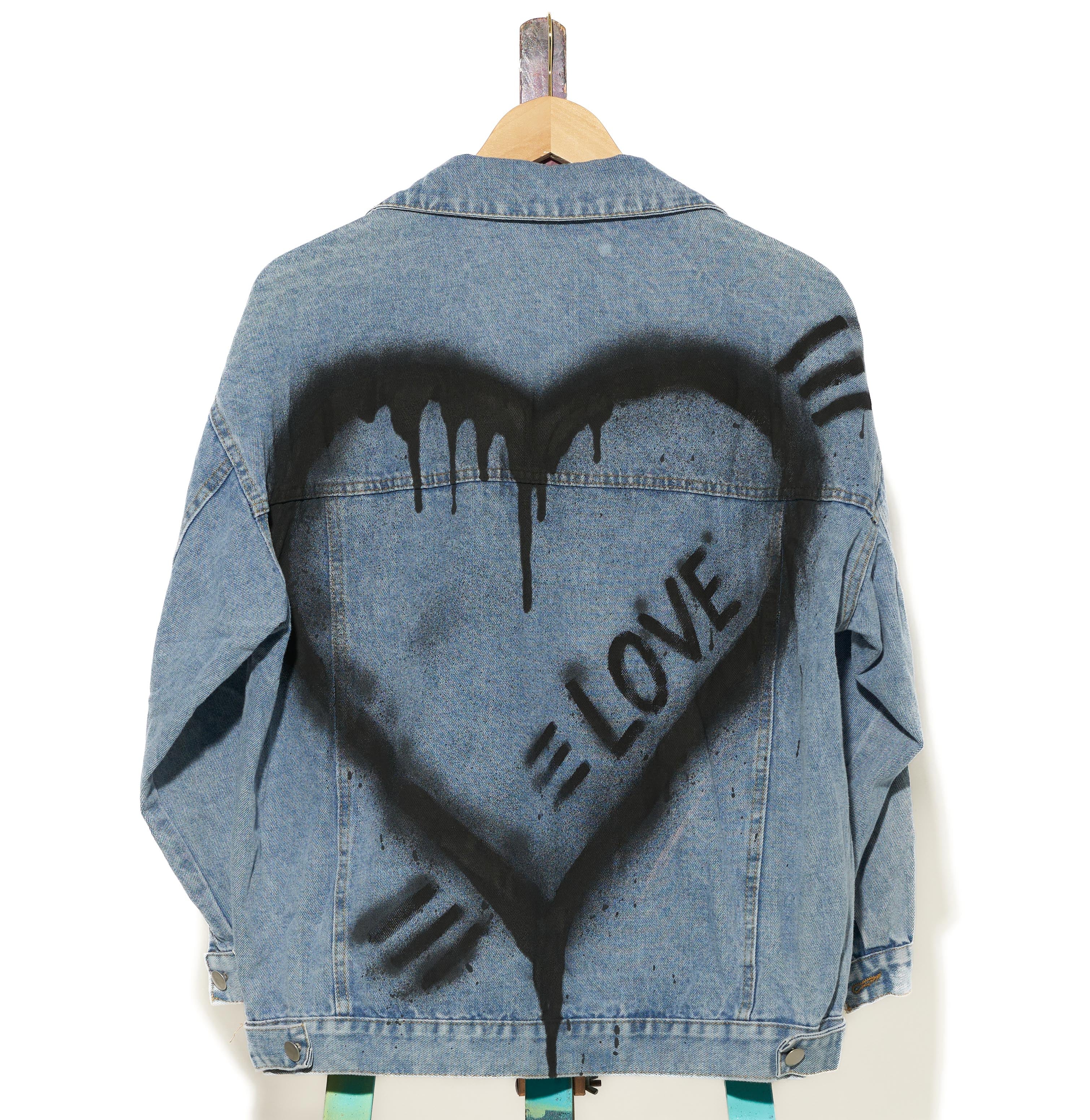 Sadhana Bruçó Denim Jacket Black Heart Art in Spray