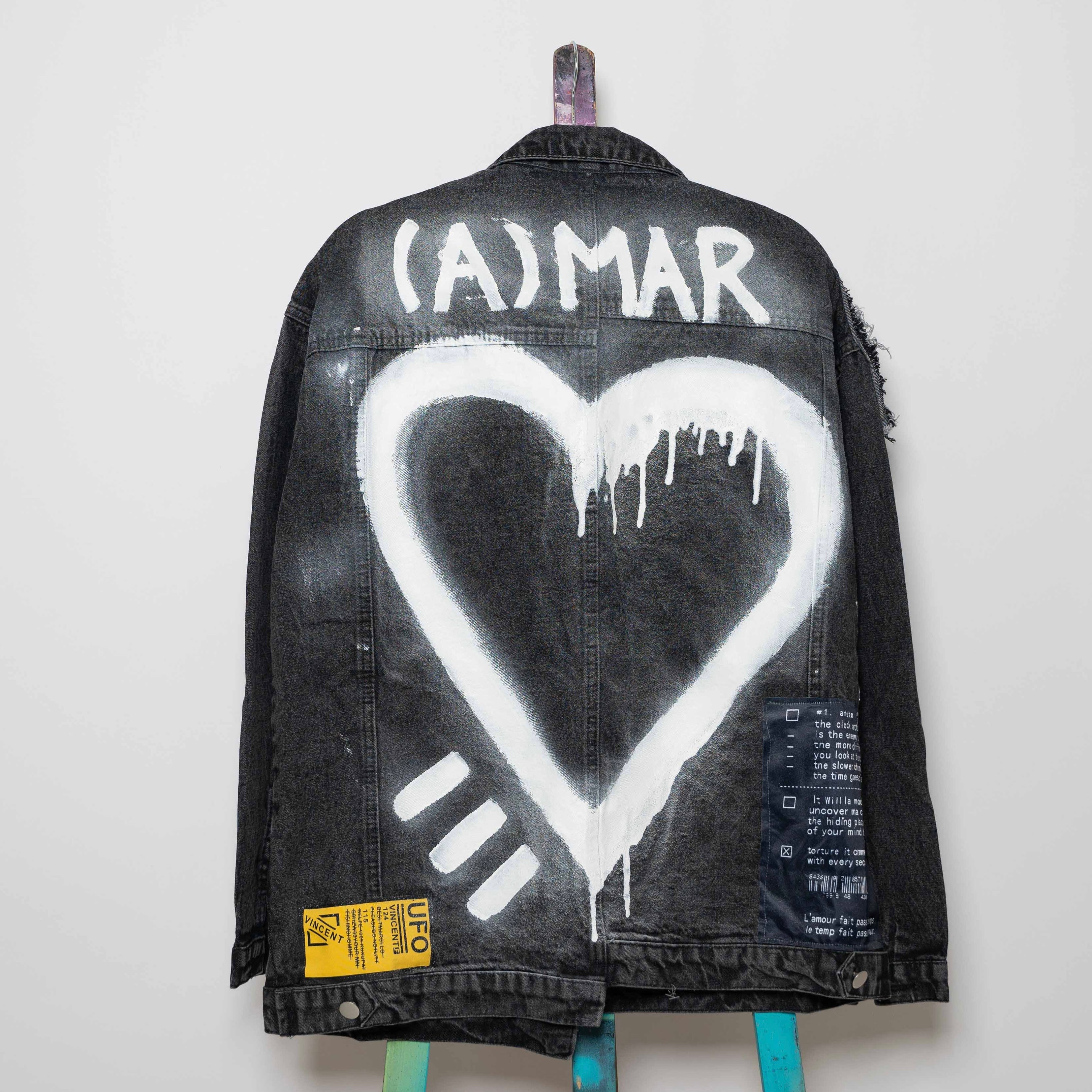 Sadhana Bruçó Black Jacket with Art (A) Mar in Spray Painting