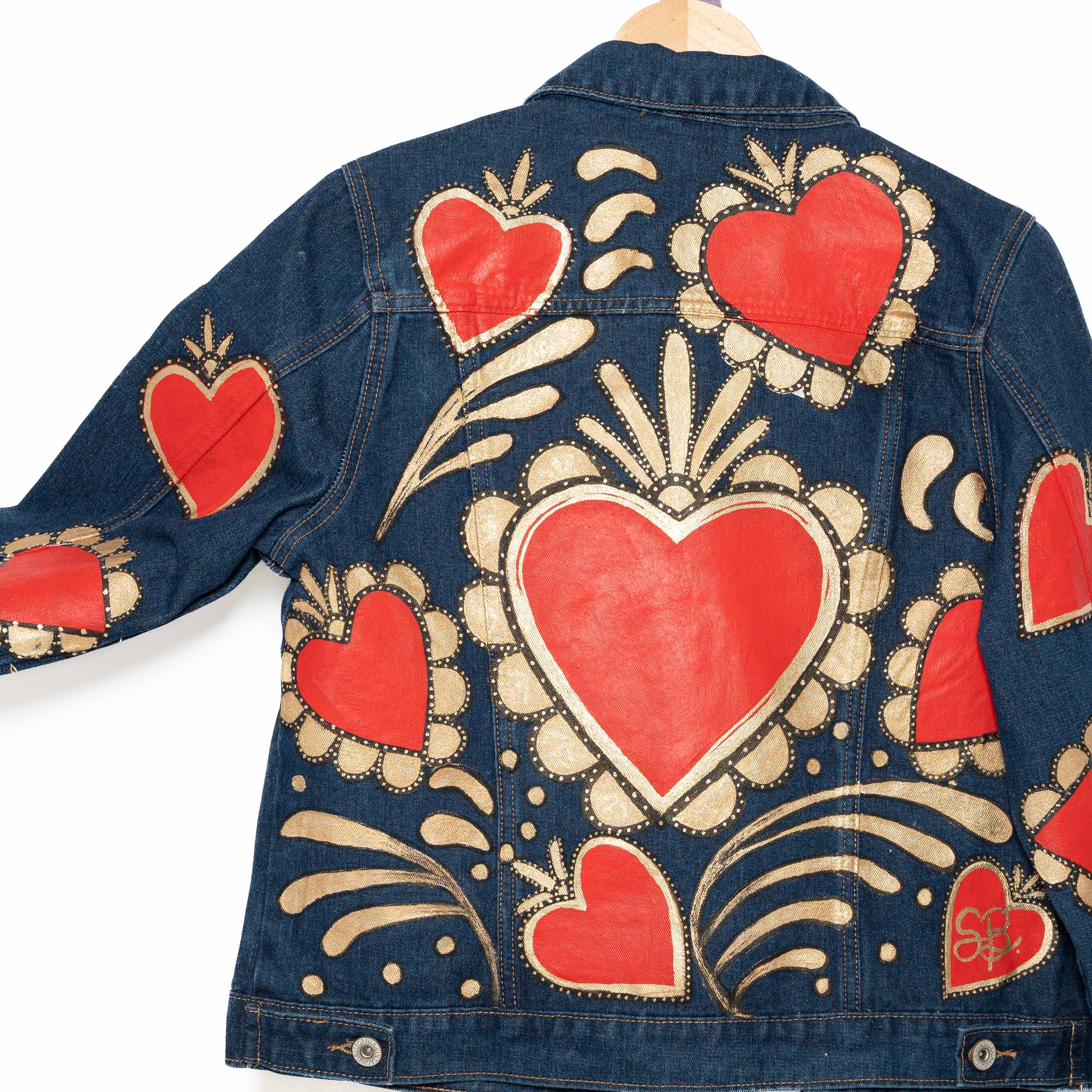 Hand-Painted Jacket - Milagritos & Sacred Heart Design