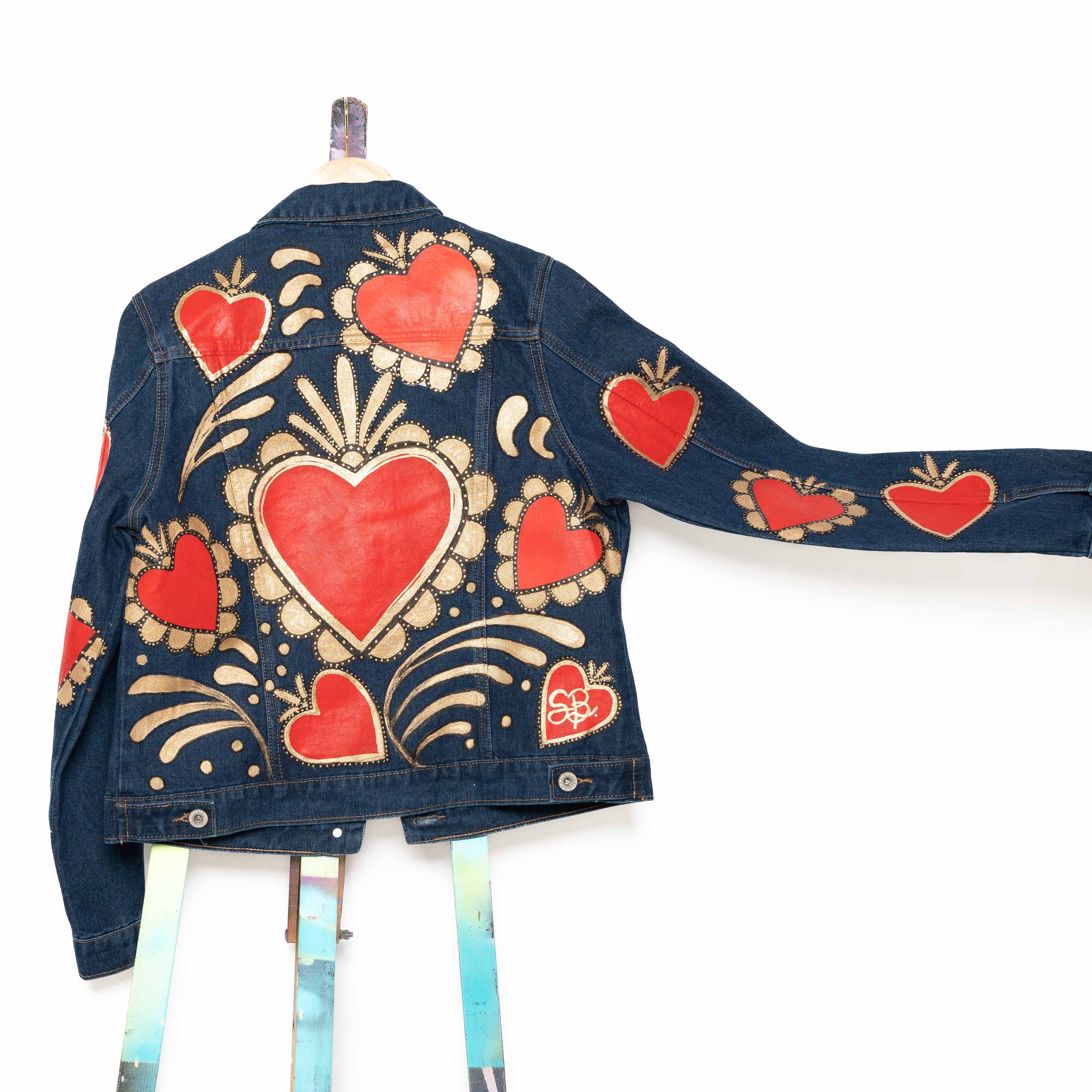 Hand-Painted Jacket - Milagritos & Sacred Heart Design