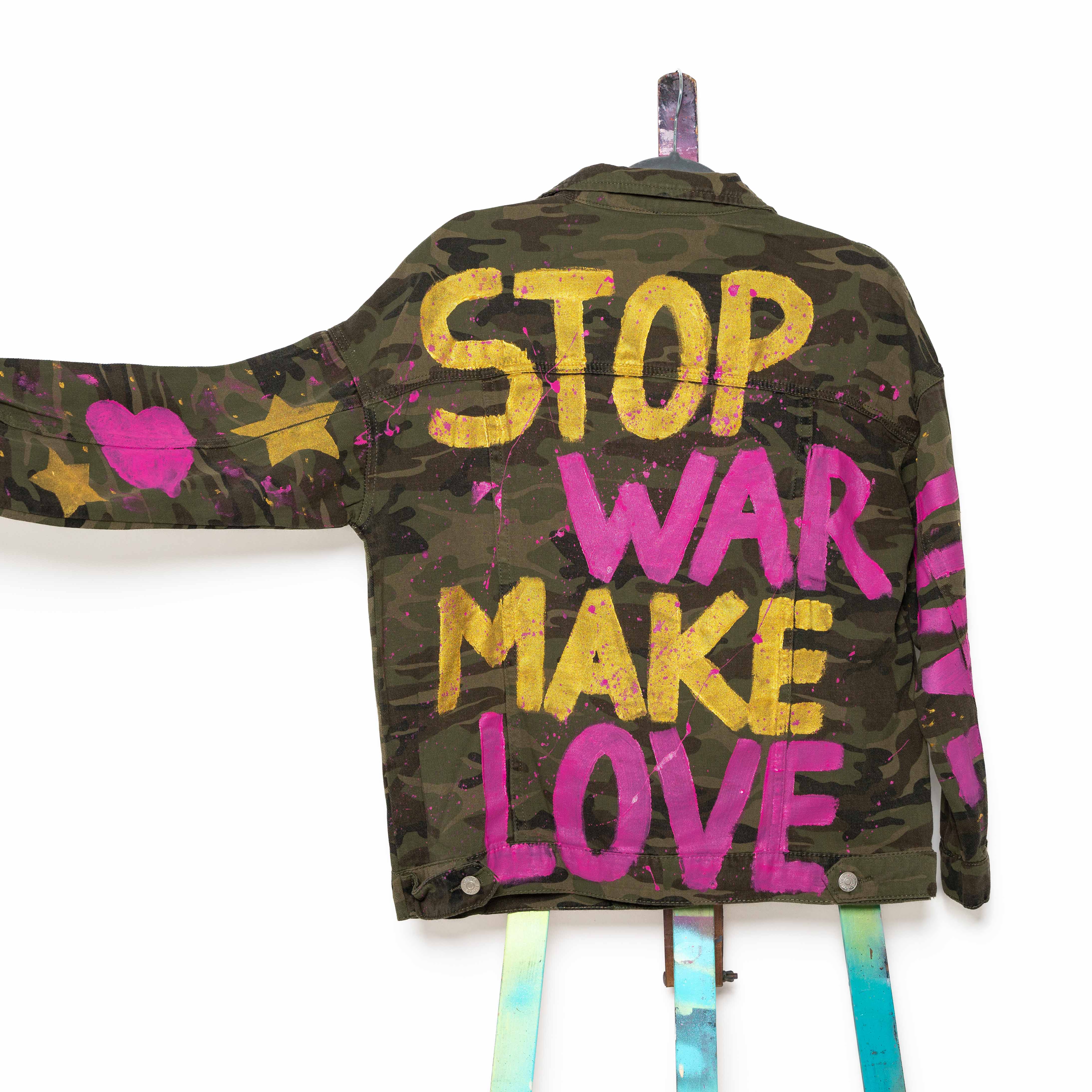 Sadhana Bruçó Military Jacket Green “ Stop War Make Love”