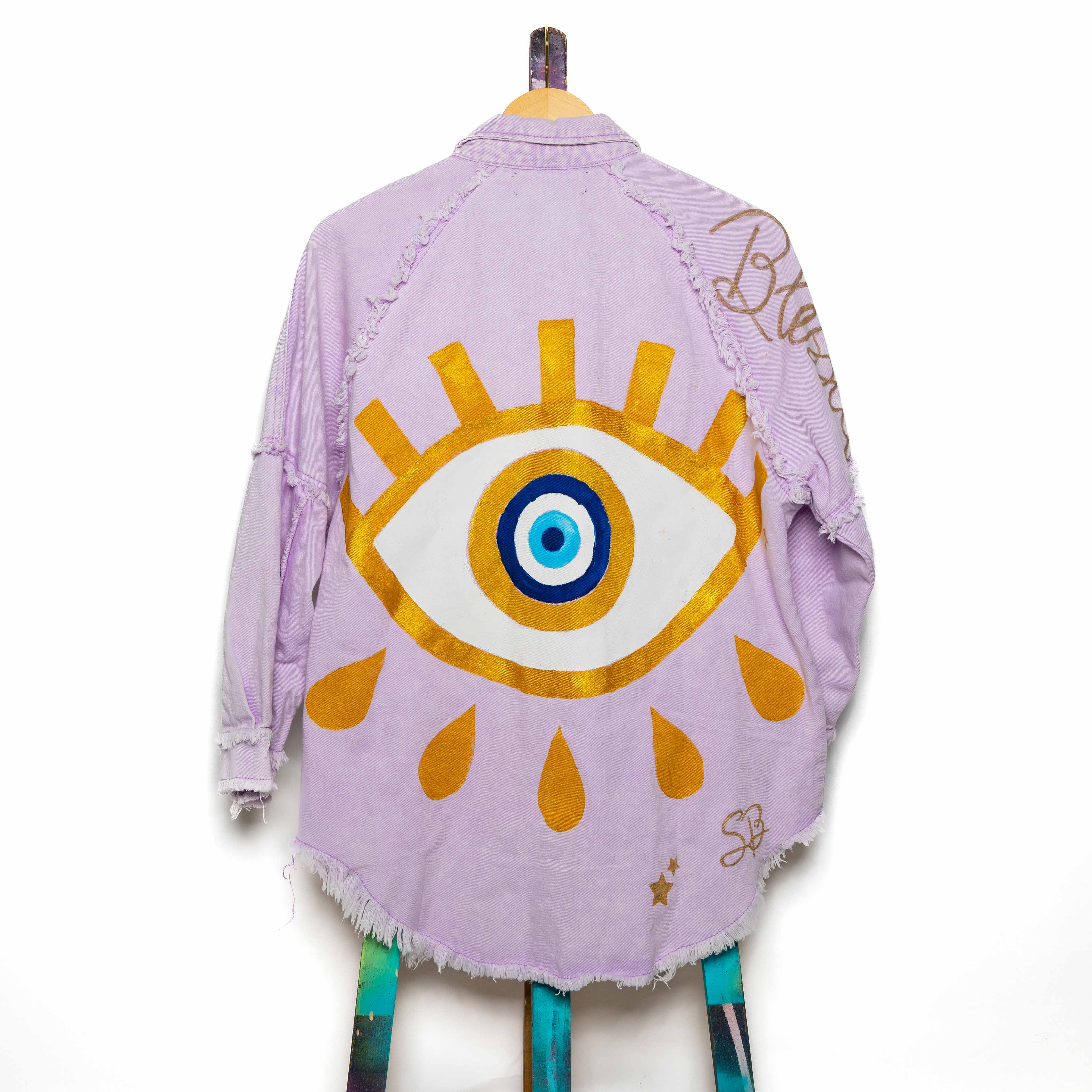 Sadhana Bruçó Lilac Jacket Evil Eyes Collection Hand Painted