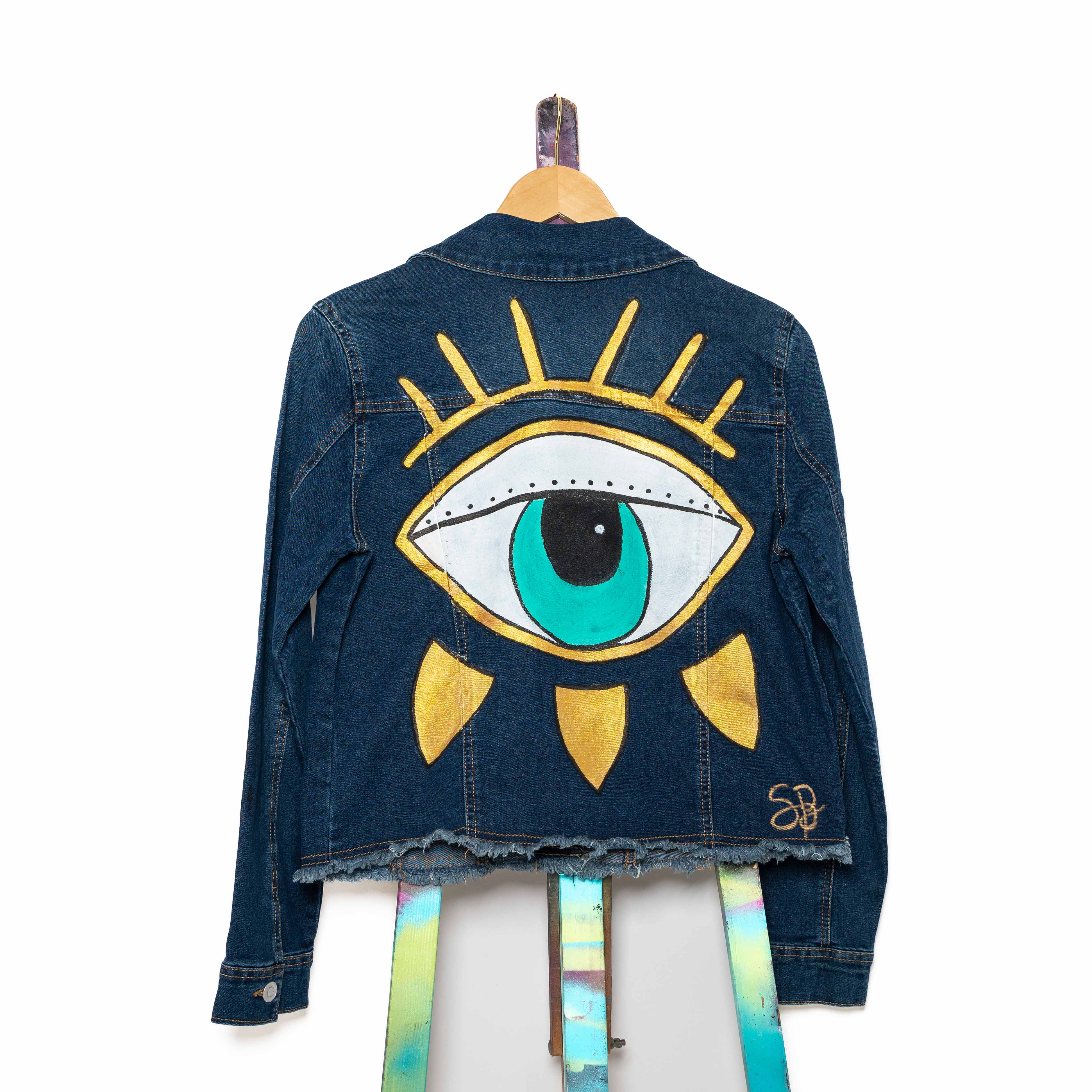 Sadhana Bruçó Dark Blue Jeans Jacket “Evil Eye”