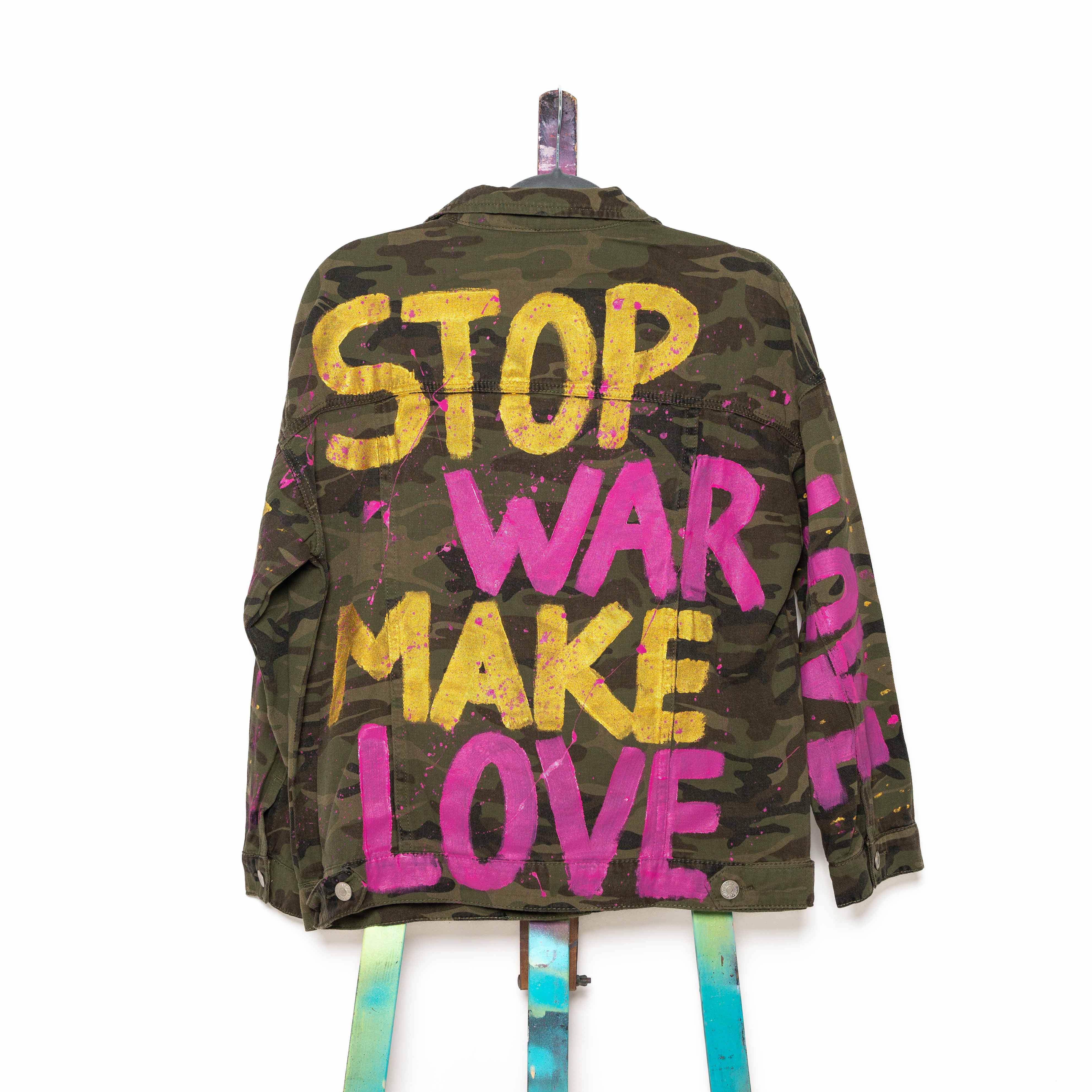 Sadhana Bruçó Military Jacket Green “ Stop War Make Love”