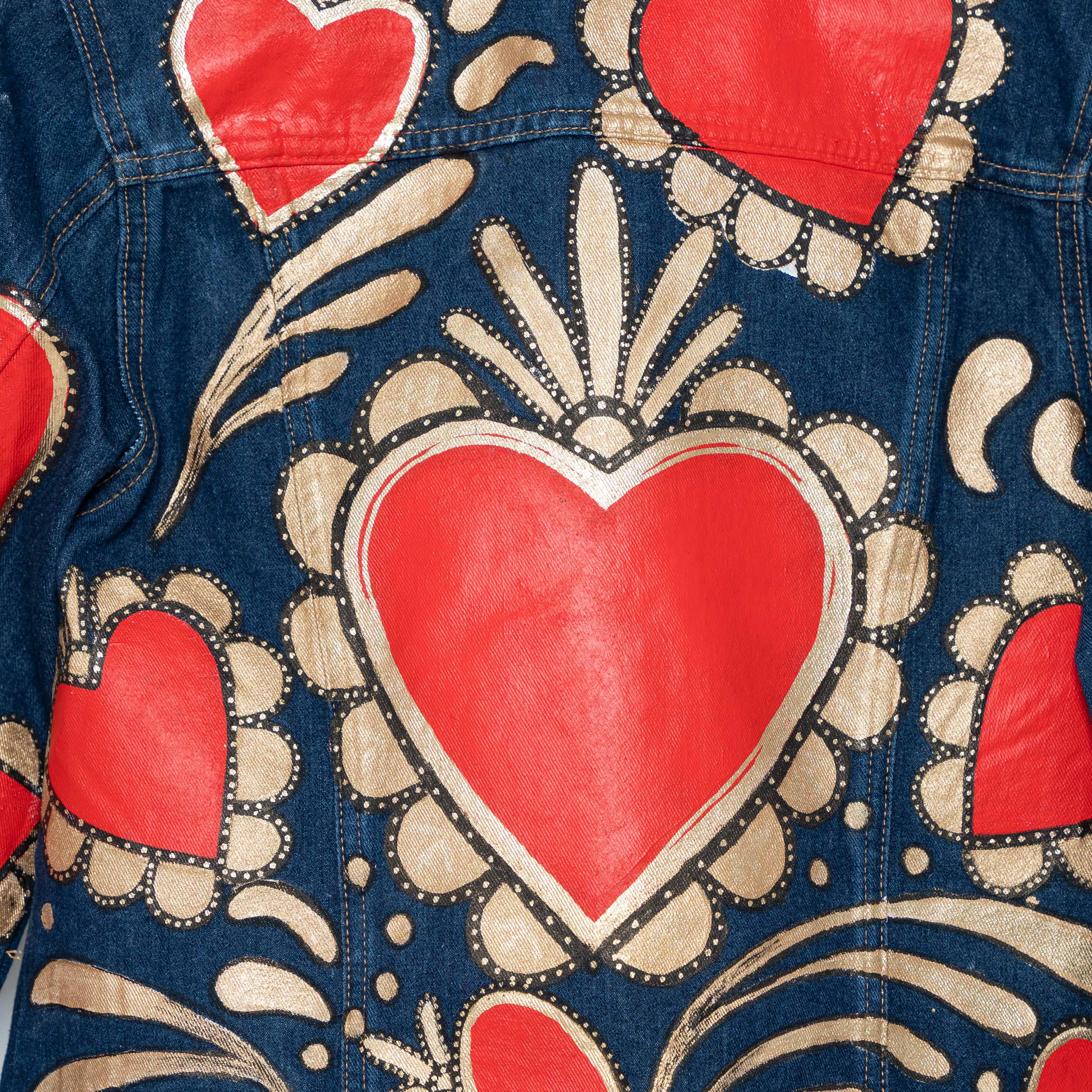 Hand-Painted Jacket - Milagritos & Sacred Heart Design