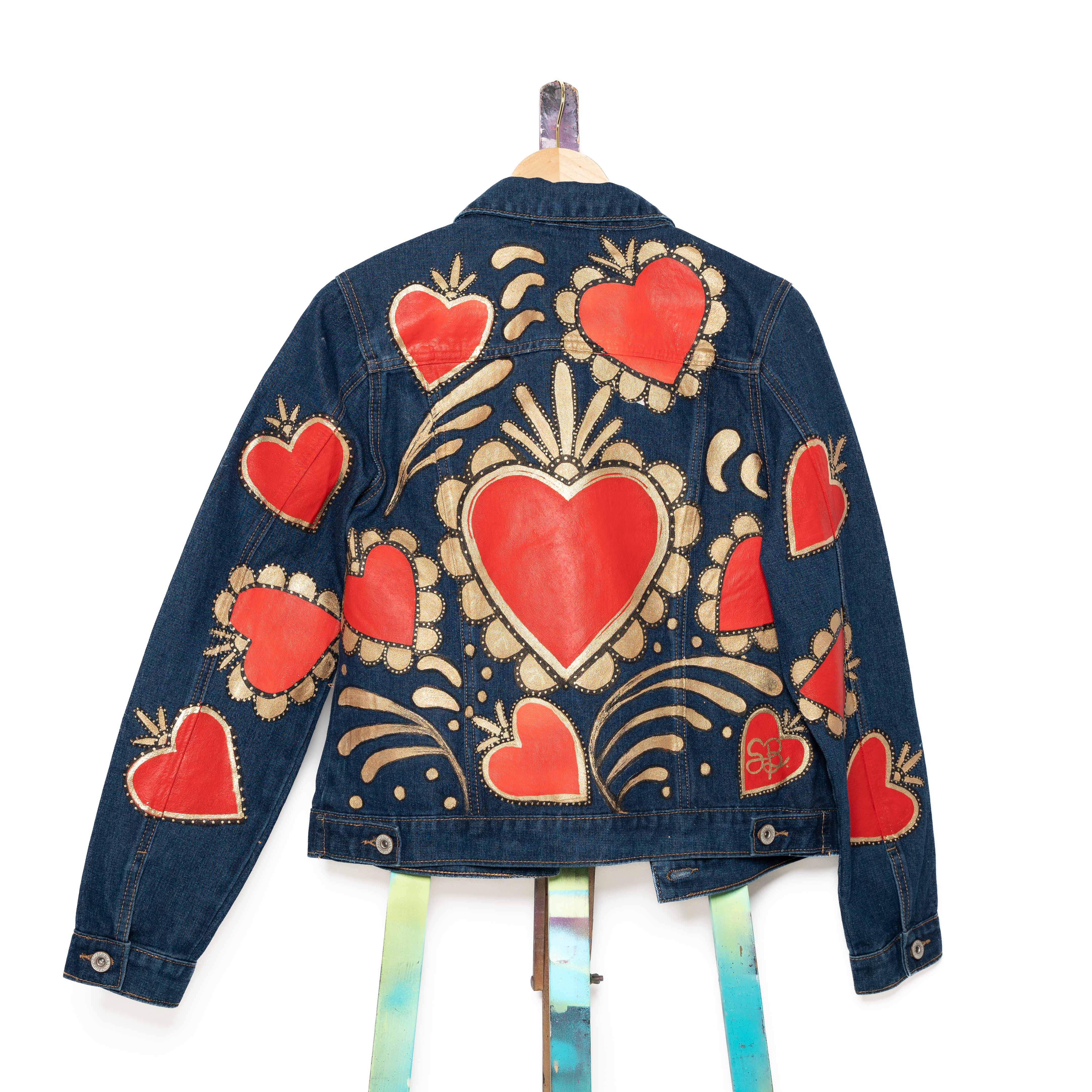 Hand-Painted Jacket - Milagritos & Sacred Heart Design