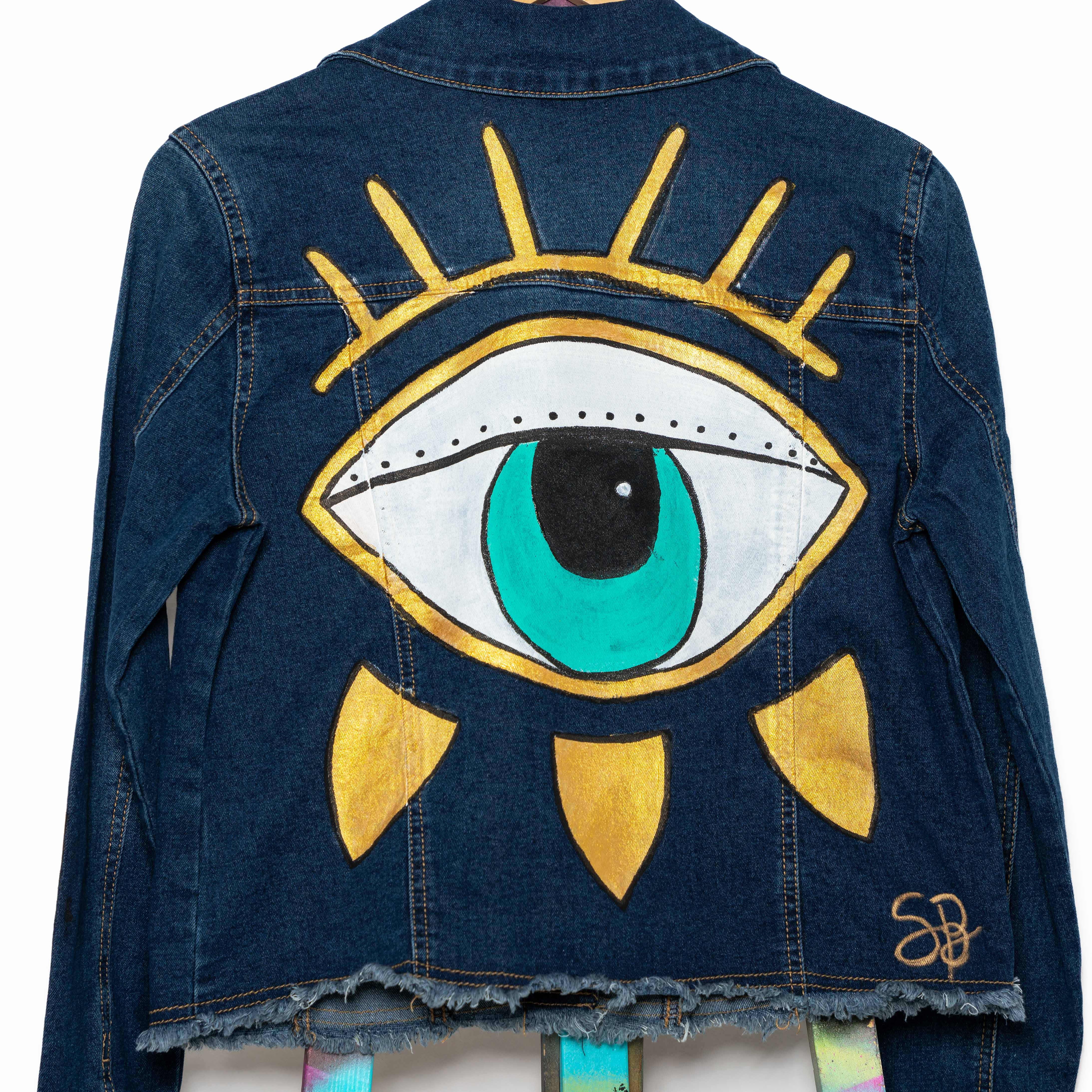 Sadhana Bruçó Dark Blue Jeans Jacket “Evil Eye”